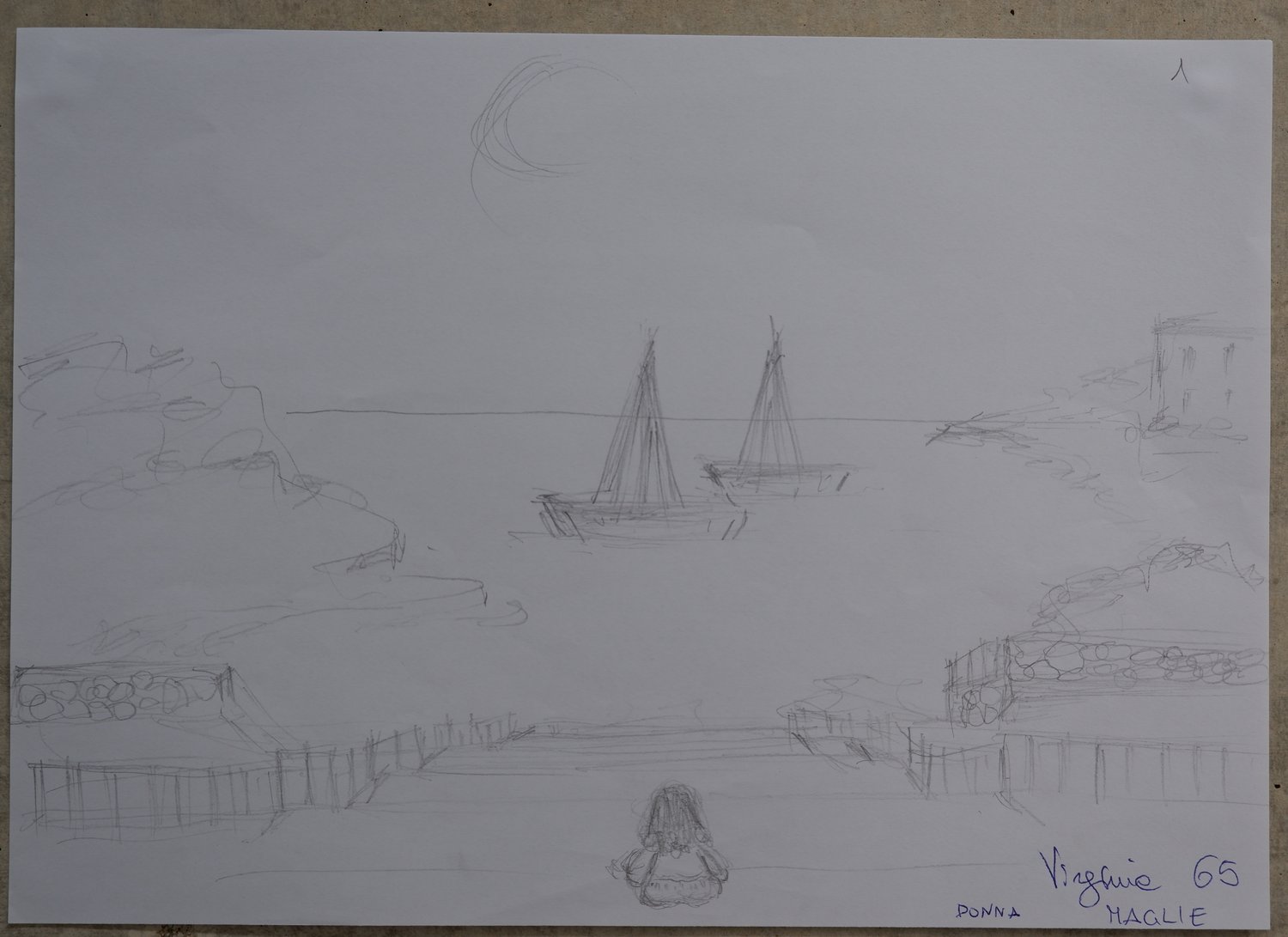 Virginia's drawing of her lido, as remembered